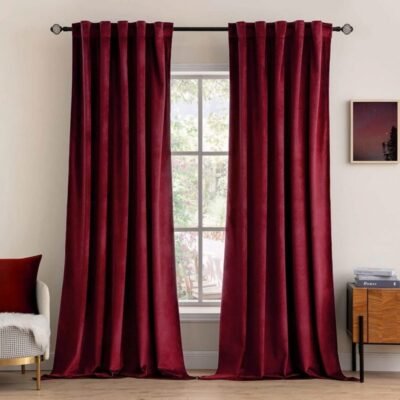 "Mira" Customized Velvet Curtains Luxury Blackout Curtains  (2 Panels) - Burgundy
