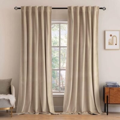 "Mira" Customized Velvet Curtains Luxury Blackout Curtains  (2 Panels) - Camel Beige
