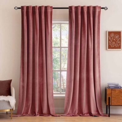 "Mira" Customized Velvet Curtains Luxury Blackout Curtains  (2 Panels) - Dusty Rose