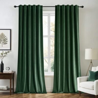 "Mira" Customized Velvet Curtains Luxury Blackout Curtains  (2 Panels) - Emerald Green