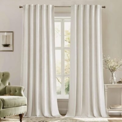 "Mira" Customized Velvet Curtains Luxury Blackout Curtains  (2 Panels) - Ivory