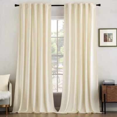 "Mira" Customized Velvet Curtains Luxury Blackout Curtains  (2 Panels) - Ivory White