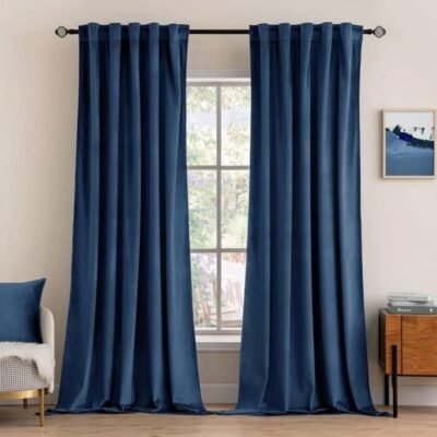 "Mira" Customized Velvet Curtains Luxury Blackout Curtains  (2 Panels) - Navy Blue