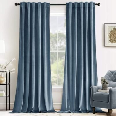 "Mira" Customized Velvet Curtains Luxury Blackout Curtains  (2 Panels) - Dark Slate