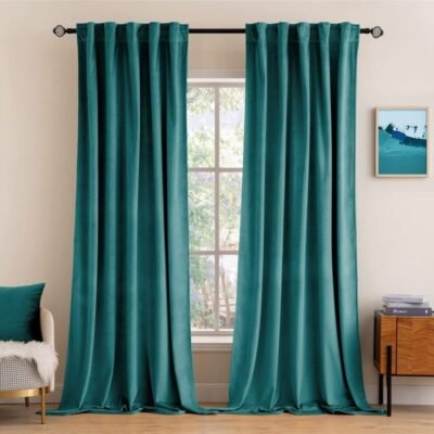 "Mira" Customized Velvet Curtains Luxury Blackout Curtains  (2 Panels) - Teal