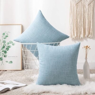 Miulee Decorative Throw Pillow Covers Linen Burlap Square Solid Farmhouse Modern Concise Throw Cushion Case Pillowcase 2 Pack