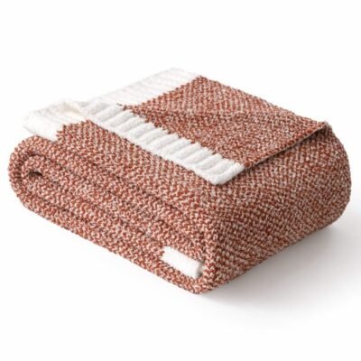 MIULEE Fall Rust Super Soft Throw Blanket for Couch, Cozy Fluffy Warm Blankets Lightweight Knit Throw Blankets for Sofa, Bed, Chair, Living Room, Camping, Picnic, 50 x 60 inch