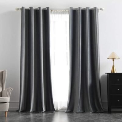 MIULEE Grey Blackout Velvet Curtains Solid Soft Grommet Thermal Room Darkening Curtains Drapes 2 Panels