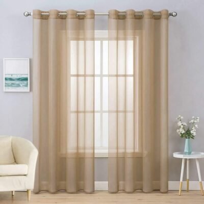 MIULEE Solid Sheer Curtains Elegant Grommet Window Voile Panels Drapes Treatment 2 Panels