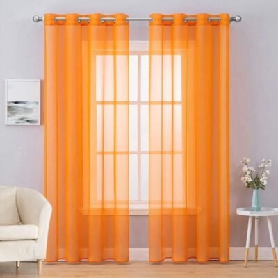 MIULEE Solid Sheer Curtains Elegant Grommet Window Voile Panels Drapes Treatment 2 Panels