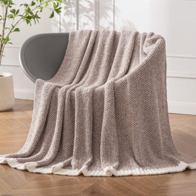 MIULEE Super Soft Throw Blanket for Couch, Taupe Cozy Fluffy Warm Blankets Lightweight Knit Throw Blankets for Sofa, Bed, Chair, Living Room, Camping, Picnic, 50 x 60 inch