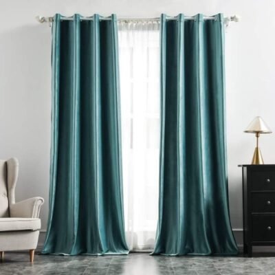 MIULEE Teal Blackout Velvet Curtains Solid Soft Grommet Thermal Room Darkening Curtains Drapes 2 Panels