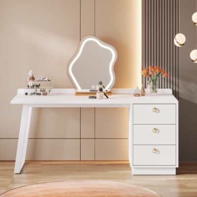 Modern Makeup Vanity Desk, 55" Dressing Table with 3 Drawers(Without Mirror)