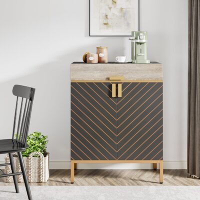 Modern Sideboard Buffet Kitchen Cabinet with Drawer & Removable Shelves