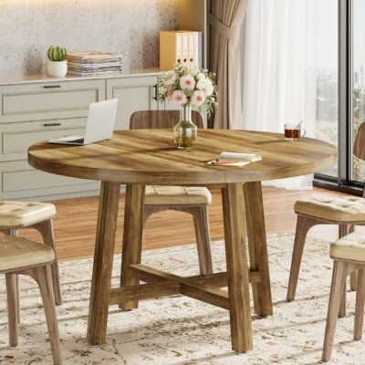 Round Conference Table, 47" Meeting Table Business Seminar Table for 4-6