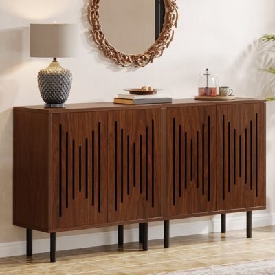 Sideboard Buffet, Set of 2 Storage Cabinet with Adjustable Shelves