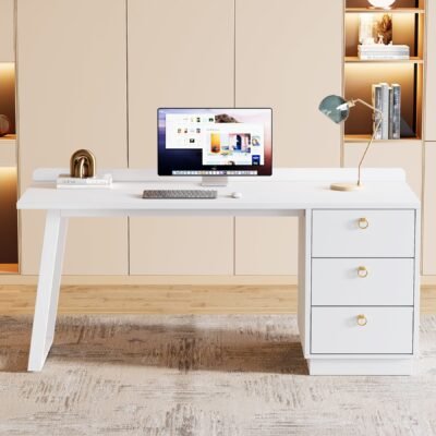 Wood Executive Desk, 55 Inches Computer Desk with Storage Drawers