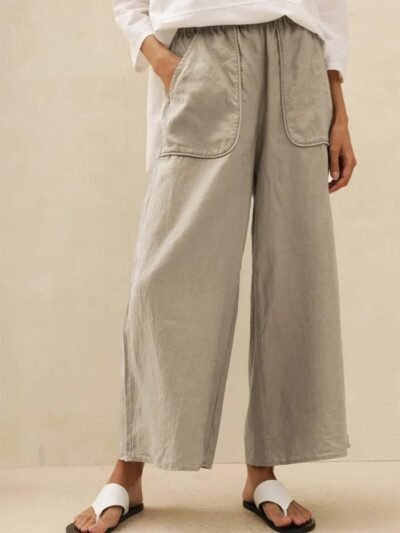 100% Linen Pocket Wide Leg Pants THALIA