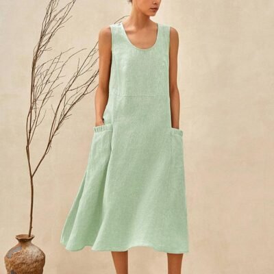 100% Linen Swing Beach Tank Dress GIANA