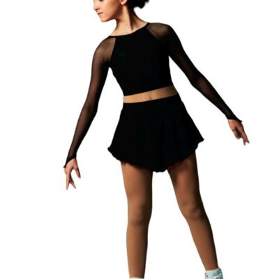 Elite Xpression - Black Crop Top Dress with Mesh Dress (Size M)