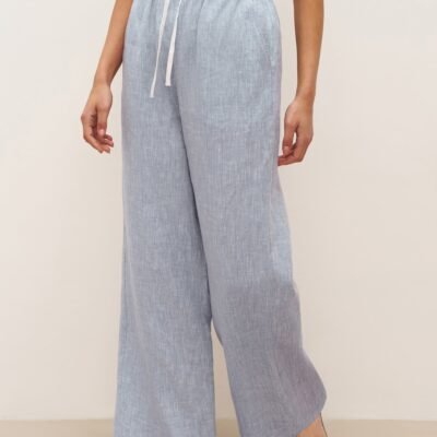 100% Linen Elastic Waist Straight-Leg Trousers JOURDAN