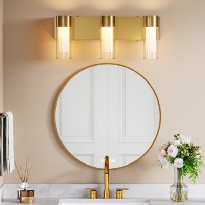 3-Light Light Fixtures, Modern Bathroom Wall Lights Vanity Lights with Clear Glass Shades