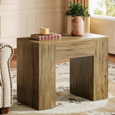 31.5 Modern End Table, Farmhouse Sofa Side Table with Heavy-Duty Pedestal