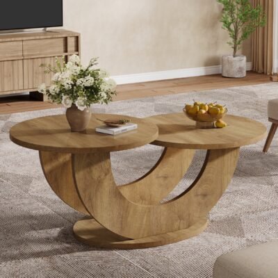 45 Coffee Table, 2-Tier Accent Center Cocktail Table with U-Shaped Frame