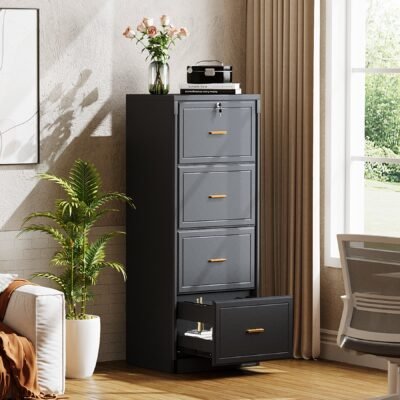 51 File Cabinet, Vertical Filing Cabinet with 4 Storage Drawers
