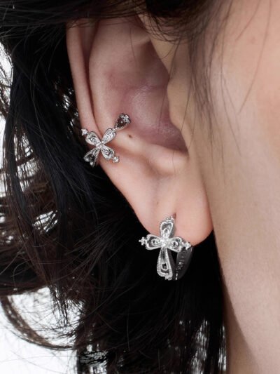 MUKTANKSUN HUNTER Lace cross ear cartilage clips