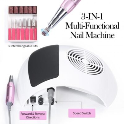 2 In 1 Nail Dust Collector & Nail Drill Machine EU Type Plug