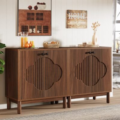 55 Sideboard Buffet, Modern Credenzas Storage Cabinet with Doors