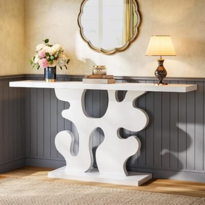 55.12 Console Table, Wooden Narrow Sofa Table Hallway Table