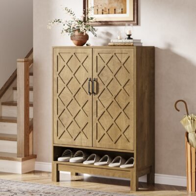 6-Tier Shoe Cabinet, Farmhouse Shoe Storage Rack with Adjustable Shelves