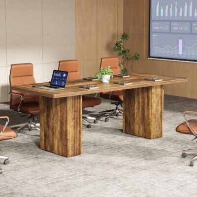 70.89 Conference Table, Meeting Room Table with Fluted Pedestal for 6-8 People
