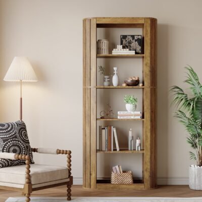 70.8 Bookcase, 5-Tier Bookshelf Etagere with Open Display Shelf