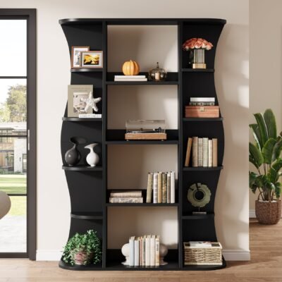 70.8 Bookcase, 5-Tier Floor Standing Bookshelf Display Storage Shelves