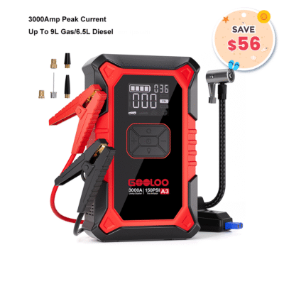 GOOLOO A3 Jump Starter with Air Compressor 3000Amp