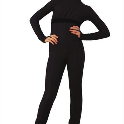 IceDress Figure Skating Overalls - Thermal - Style (Size CXL, Black with Velvet Trim)