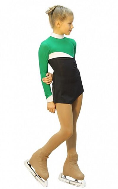 IceDress Figure Skating Dress - Thermal - Todes (Size AL, Green, Black and White)