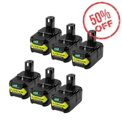 For Ryobi 18V Battery 5Ah Replacement  P108 Batteries 6 Pack