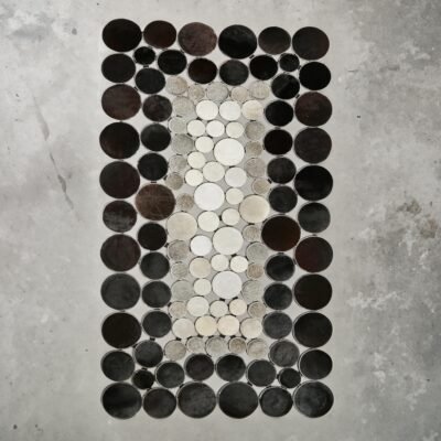 Black & Gray Cowhide Polka Dot Patchwork Rug