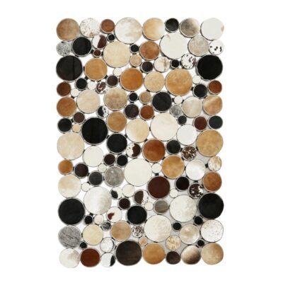 Brown & Beige Cowhide Polka Dot Rug
