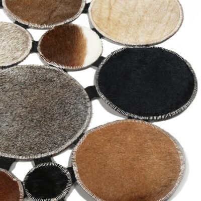 Genuine Cowhide Polka Dot Patchwork Round Rug