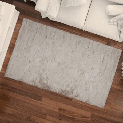 Light Nude Buttercream Color Rex Rabbit Fur Rug