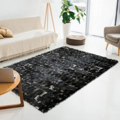Real Black Fox Fur Rug