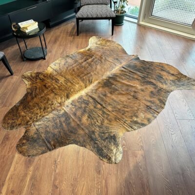 Cowhide Rugs  Brown Striped Cowhide Peltry Rug, Farmhouse rug Size: 165 cm x 217 cm / 64.9 inch x 85.4 inch