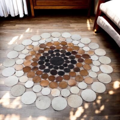 Genuine Cowhide Round Rug