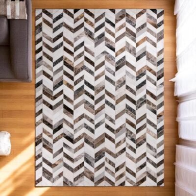 Brown Area rugs  Cowhide Patchwork Rug, Genuine Cowhide Living Room Rug, Country Style Natural Cowhide Custom Size Available