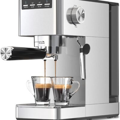 Kismile Espresso Machine 20 Bar, with Milk Frother Steam Wand CM8032